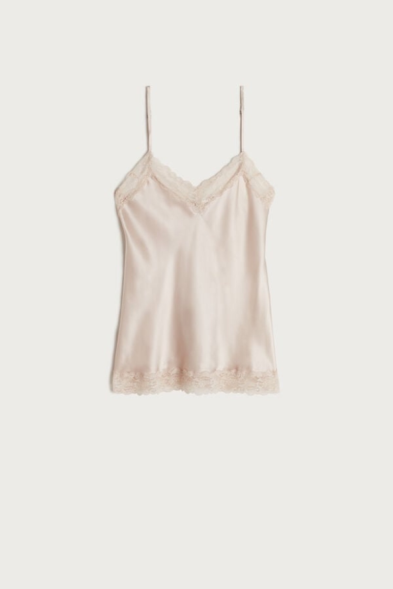 Natural Intimissimi Lace and Silk Top | DCAVO23623